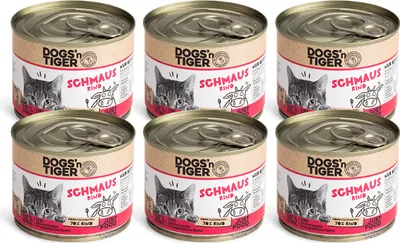 Produktbild von Dogs’n Tiger Adult Premium Katzenfutter Schmaus, Nassfutter, Getreidefrei, Rind, 6x 200g