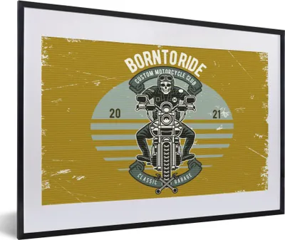 Produktbild von MuchoWow® MuchoWow® Gerahmtes Poster Mancave - Motor - Skelett - Vintage 60x40 cm - Poster mit zchwarzem Bilderrahmen - Schlafzimmer - Plakat in Rahmen - Drucken