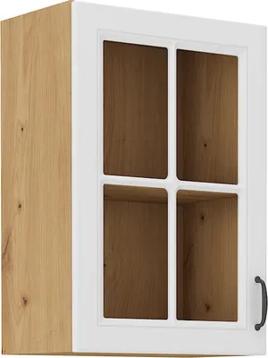 Image de Armoire supérieure vitrée SOPHIA – largeur 40 cm, blanc / chêne artisan