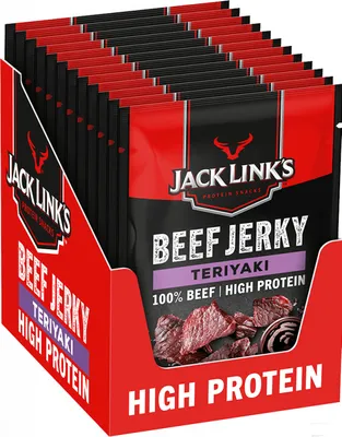 Produktbild von Jack Link's Beef Jerky (12x60g) Teriyaki - Funktionelle Lebensmittel - Eiweiß-Snacks