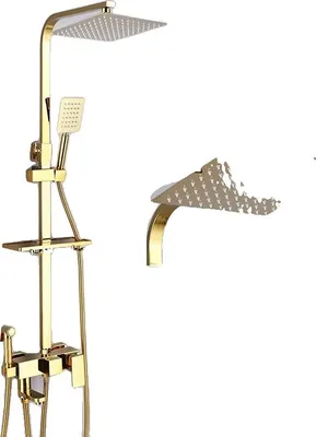 Produktbild von Duschsystem, 10 Zoll Größe, Einhebel, 304 Edelstahl, Gold-B