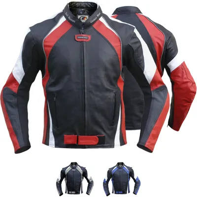 Produktbild von Lederjacke Motorradjacke Rindsleder Kombijacke , Größe:52/L, Farbe:Rot