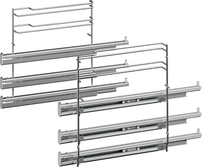 Produktbild von Bosch Teleskop-Vollauszug 3-fach, Edelstahl, HEZ638370, pyrolysefähig, für Auszugsebenen 1, 2 und 3, kompatibel mit HBG676ES6, HBG675BB1, HBG675BS1, HBG675BW1, 1,94 kg