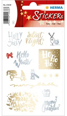 Obrázok produktu pre HERMA Silent Night, Fólie, Zlato, Červená, Strieborná, Vianočný vzor, Permanentný, 13 kusov, 1 listy