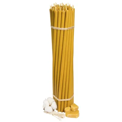 Zdjęcie produktu dla 25 szt. Greckie świece kościelne z wosku pszczelego Athos №10 I wysokiej jakości świece rytualne L-35,5 cm Ø-11,0 mm I 210 min czasu palenia  I 1 kg