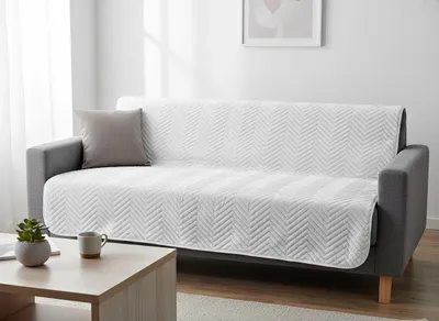 Zdjęcie produktu dla Aksamitna narzuta na łóżko z geometrycznym wzorem - Sofia, biały, szer. 170 cm x gł. 210 cm
