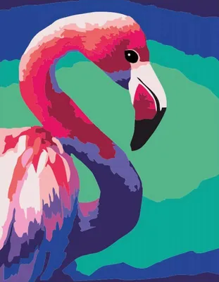 Image de Peinture par numéros rose flamant rose toile 35x45 cm Set cadeau