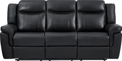 Produktbild von Vente-unique KENNETH, Liegestuhlsofa, Wohnzimmer, Schwarz, 3 Sitz(e), Schwarz, Leder
