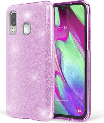 Produktbild von NALIA Glitzer Handyhülle für Samsung Galaxy A40, Diamant Schutzhülle Glitzer Handyhülle Lila