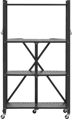 Zdjęcie produktu dla 4-poziomowa składana półka magazynowa na kółkach 26 x 13 x 46 cali Metalowe regały