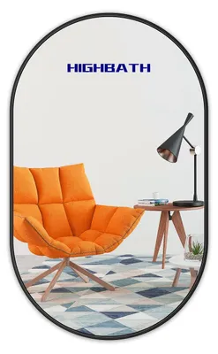 Zdjęcie produktu dla Lustro ścienne 50 x 70 cm, owalne, czarne, metalowa rama, do przedpokoju