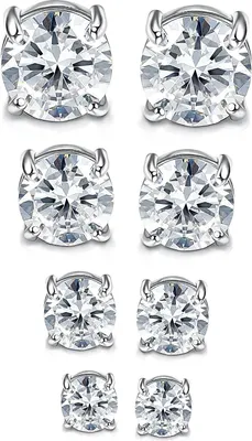 Produktbild von 4Paare Edelstahl Magnetische Ohrstecker für Damen Herren Nicht Piercing Clip auf Ohrstecker Ohrringe CZ Intarsien Magnetische Ohrringe Hypoallergen Rund Klipp Fake Ohrringe 5-8mm