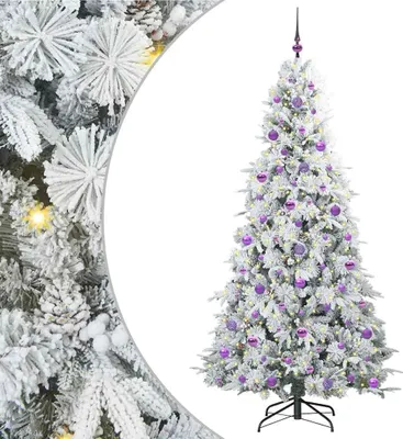 Image de vidaXL Arbre de Noël artificiel pliable Blanc 210 cm PE et PVC