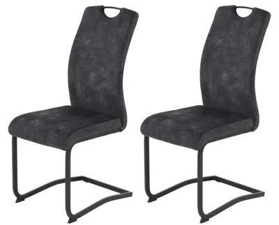 2er-Set Esszimmerstühle Riga, anthrazit, ergonomisch, bis 120 kg