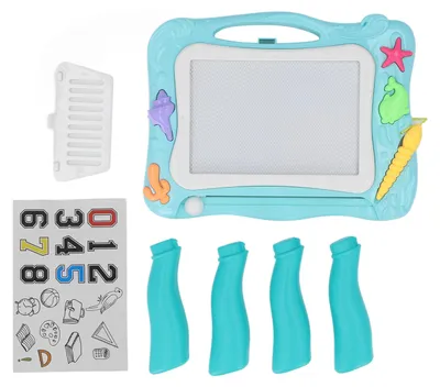 Image de Tableau magnétique pliable et portable, bloc-notes effaçable avec pieds amovibles, idéal pour les cadeaux DIY et les jouets, bleu