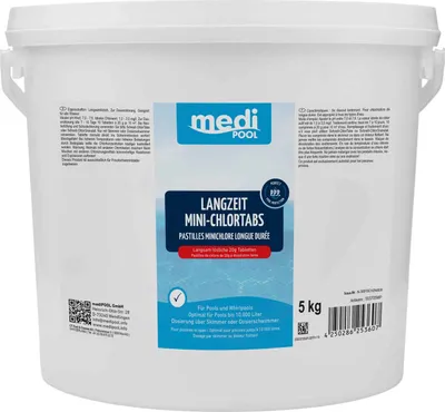 Produktbild von mediPOOL Langzeit-Minichlor Tabs 20 g, Chlortabletten, Chlorlangzeittabletten, Poolreinigung Inhalt:5 kg