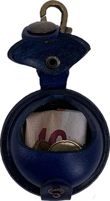 Produktbild von Mini Schlüsselanhänger / Kleingeldbörse Sattelleder 5cm blau