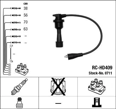 Produktbild von NGK 0711 Zündkabelsatz Zündleitungssatz für HYUNDAI LANTRA I (J-1) SONATA III (Y-3) SONATA II (Y-2)