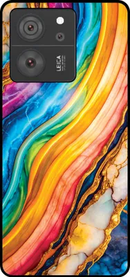Produktbild von Smartphonica Telefon Fall geeignet für Xiaomi 13T / 13T Pro mit Regenbogen Gold Marmor Print - TPU Backcover Fall Regenbogen Gold Marmor Design