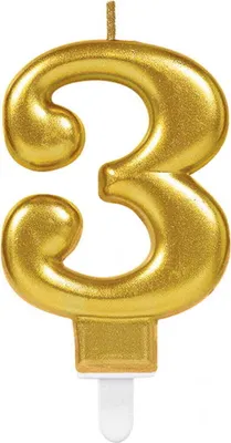 Produktbild von Metallic Gold Zahlenkerze 3 für Geburtstag & Jubiläum
