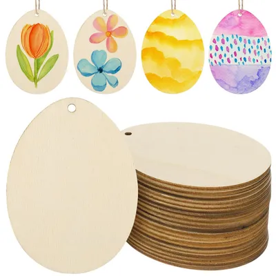 Immagine prodotto di Decorazioni Pasquali in Legno a Forma di Uovo - Ornamenti Appesi - Decorazioni Fai-da-Te - 20 Pezzi - Materiale Sostenibile