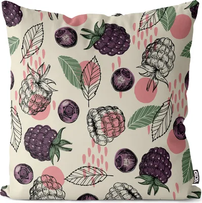 Produktbild von VOID Blaubeeren Himbeeren Früchte Kissenbezug Kissenhülle Polyester wasserfest Outdoor Garten Kissen Deko