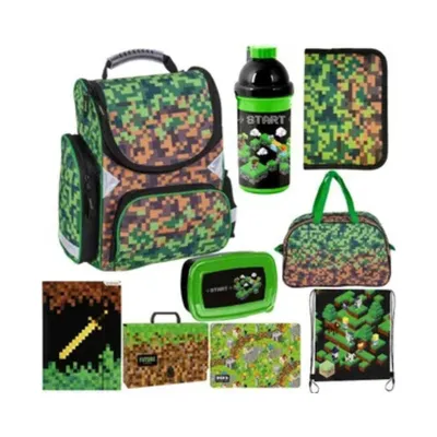 Obrázek produktu pro Goldkids Set XXL 9dílná školní aktovka, brašna, penál, taška do posilovny, krabička na svačinu, láhev na pití, sportovní taška, herní motiv
