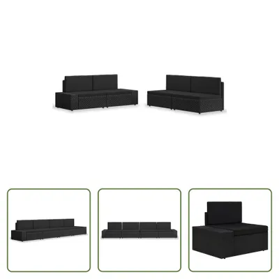 Produktbild von The Living Store 4-tlg. Garten-Lounge-Set Poly Rattan Schwarz