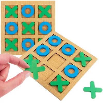 Image de Jeu de Tic-Tac-Toe en bois pour enfants, favorisant la logique et l'apprentissage, idéal pour les voyages