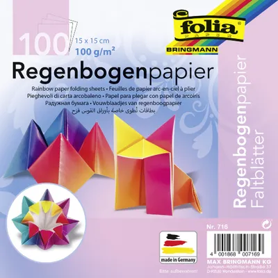 Image de folia 716 folia Regenbogen-Faltblätter, 150 x 150 mm, 100 g/qm