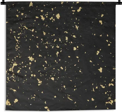 Produktbild von MuchoWow® Wandteppich Wandbehang Goldene Flocken auf schwarzem Hintergrund 150x150 cm Tapisserie Dekoration Wandtuch - Wohnaccessoires - Modernes