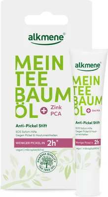 Produktbild von alkmene Mein Teebaumöl Anti Pickel Stift 15 ml weniger Pickel in 2h - Soforthilfe gegen Pickel & Hautunreinheiten, vegan