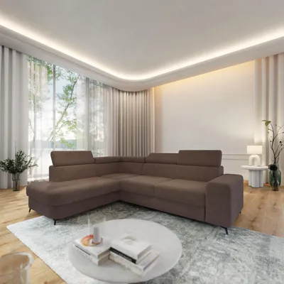 Produktbild von Masseno Ecksofa ALVORO L-S mit Schlaffunktion L-Form, Sofa mit Bettkasten, Wohnzimmersofa, Couch, Soffa, Bettsofa, Couchgarnitur- Braun, QUELLE 25