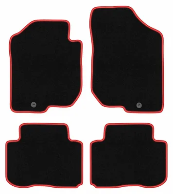 Immagine prodotto di Tappetini in moquette per Kia Carens III 2006-2010 (monovolume) – set 4 pezzi, nero/rosso, su misura – Wielganizator CARLUX