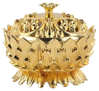 Image de Alliage de zinc, décoration intérieure, brûle-parfum Lotus, 7 x 5 cm, porte-encens (or)