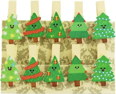 Produktbild von Oblique Unique 10 Mini Wäscheklammern Holz Miniklammern Deko Klammern -Weihnachtsbaum