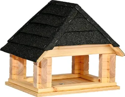 Produktbild von dobar Vogelhaus "Nero" aus Massivholz, ca.: 37x37x33,5 cm