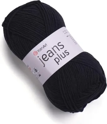 A ball of black yarn with a label.