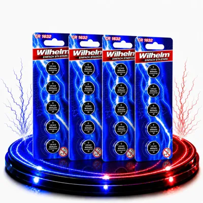 Produktbild von 20 x CR1632 WILHELM Blister Lithium Knopfzelle 3V 140 mAh ø16 x 3,2 mm Batterie DL1632, KI-generiertes Bild