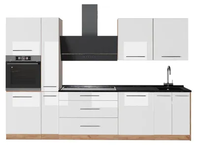 Obrázek produktu pro Kuchyňský kout Vicco Fame-Line Bílá vysoký lesk/Zlatý mocný dub 310 cm, PD Antracit, Model 64308