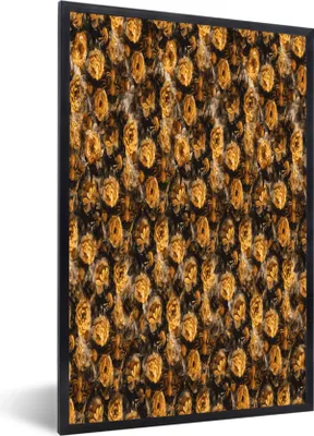 Produktbild von MuchoWow® MuchoWow® Gerahmtes Poster Blumen - Gelb - Collage 40x60 cm - Poster mit zchwarzem Bilderrahmen - Papierdruck - Wandbilder