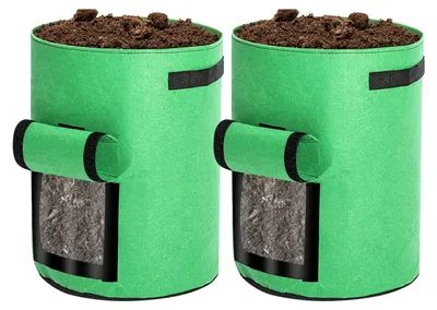 Image de Peviasot, lot de 20 sacs de plantation de 38 litres en feutre, avec fenêtre transparente et poignées, sacs de plantation pour pommes de terre et autres légumes, idéaux pour les balcons et les jardins