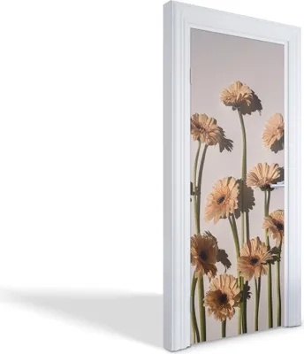 Produktbild von Türdeko Aufkleber Selbstklebende Wandsticker Personalisiert - Orange Gerbera - 75 x 205 cm