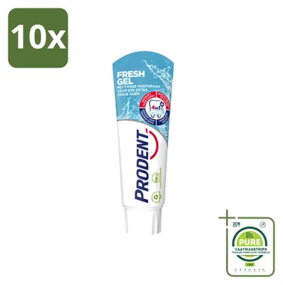 Immagine prodotto di 10 tubetti di dentifricio gel ProDent Fresh - 75 ml - confezione grande - 10 pezzi