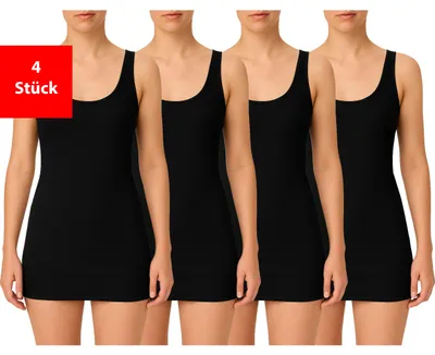 Produktbild von Unterhemd Damen Achseltop aus 100 % Baumwolle im praktischen 2er & 4er Pack - Schwarz 36/38 4er