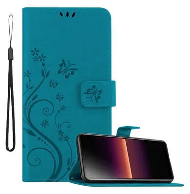 Image de Cadorabo Housse pour Sony Xperia L4 en FLORAL BLEU Housse de protection au design floral avec fermeture magnétique, fonction stand et porte-cartes Flip Case Flower Cover Etui Handy Klapphülle Book Tasche