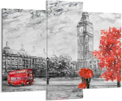 Produktbild von Bild auf Leinwand - Leinwandbild - London Bus - 130x100cm - Wand Bild - Wanddeko - Wandbilder - Leinwanddruck - Bilder - Kunstdruck - Wanddekoration - Leinwand bilder - Wandkunst - CB130x100-3866