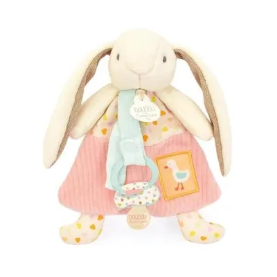 Image de Coffret cadeau Doudou Jouet avec attache-sucette Lapin Ciboulette 19 cm