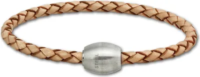 Image de SilberDream bracelet en cuir 21cm naturel avec fermoir en acier inoxydable LS1492