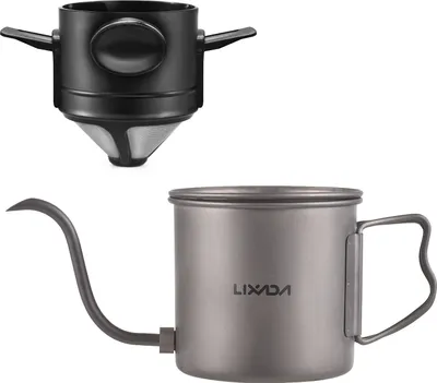 Obrázek produktu pro 400 ml konvice, konvice s husím krkem, skládací rukojeť Ti, konvice s víkem a filtrem na kávu